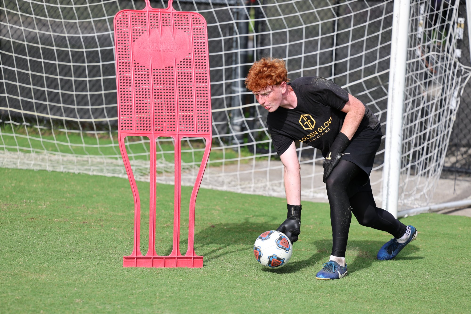 Goalkeeper focused before a shot